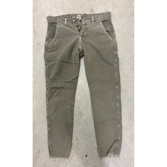 NSF‎ Olive Green Cropped Pants Frayed Hem Casual Trousers Womens - Picture 1 of 3